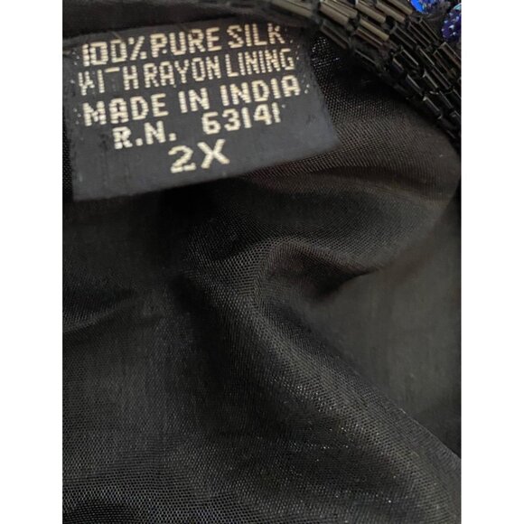 Jakelin Designs Sequin Embellished Silk Jacket Black Gold & Blue Size 2X - Picture 5 of 10